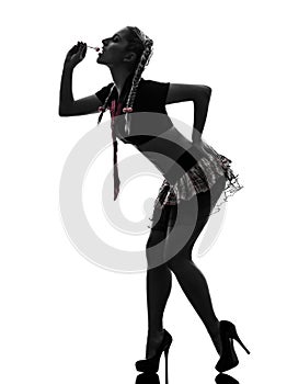 woman in schoolgirl costume portrait silhouette