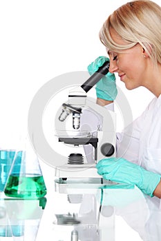 Woman scientist in chemical lab
