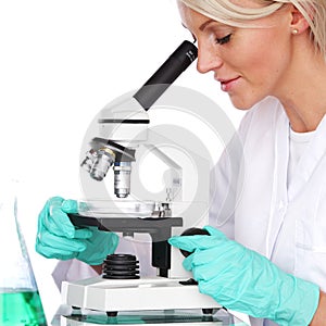 Woman scientist in chemical lab