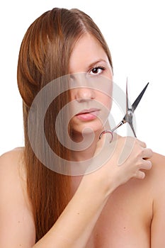 Woman with scissors