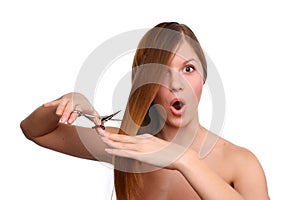 Woman with scissors