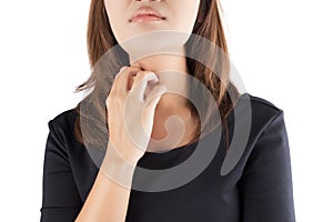 Woman scratching her itchy neck