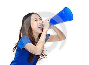 Woman scream on megaphone