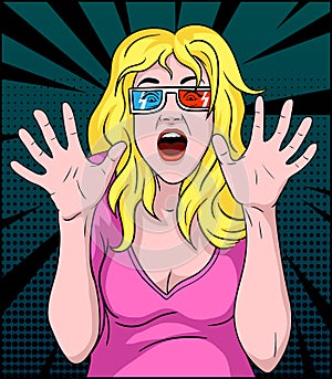 Woman Screaming In 3-D Movie