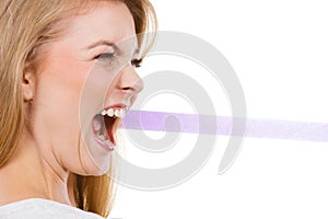 Woman screaming furiously with negative emotions