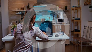 Woman scrolling programming security hacking code data