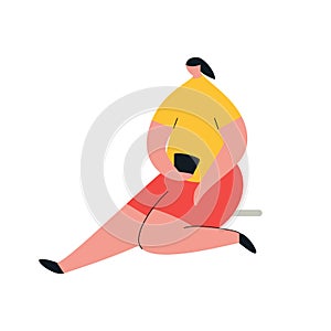 Woman scrolling smartphone. Vector people character with mobile phones.