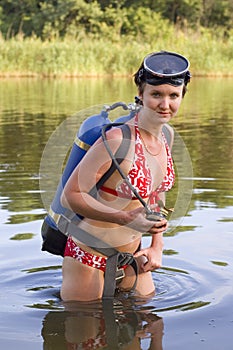 Woman scuba diver