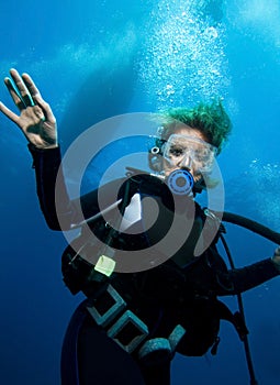 Woman scuba diver