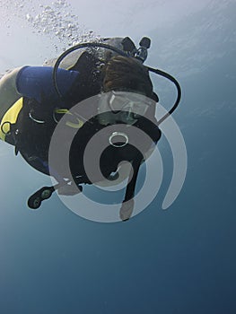 Woman scuba diver