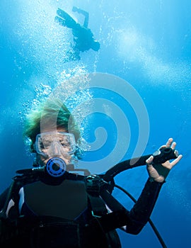 Woman scuba diver