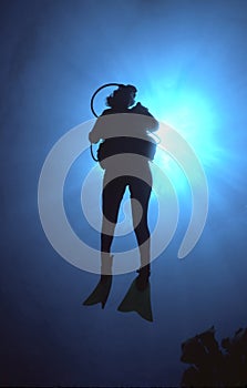 Woman Scuba Diver Silhouette