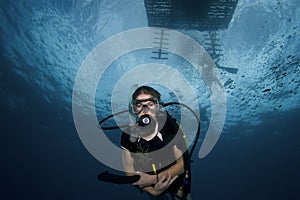 Woman scuba diving, Key Largo photo