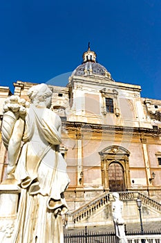 Woman Sculpture in the Praetorian Fountain in Palermo, Italy