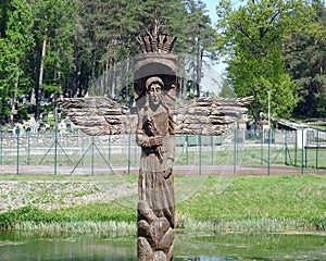 Woman sculpture with rye plant wings, Lithuania