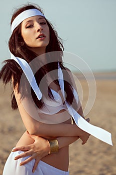 Woman on on the sea beach