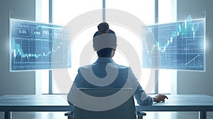 Futuristic technology interface with data analytics and artificial intelligence