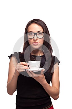 Woman secretary with coffee mug