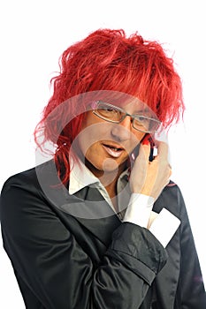 Woman secretary with red hair