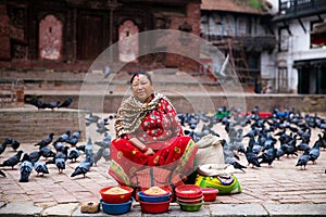 Woman selling Kathmandu Durbar Square, Nepal