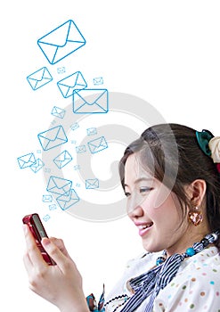 Woman sending message