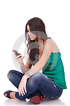 Woman sending an sms