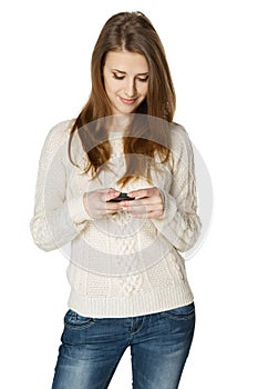 Woman sending a sms