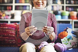 Woman Senior Digital Device Hobby Leisure Concept