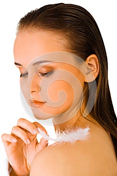 Woman with sensitive skin