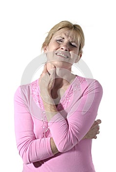 Una mujer pesado cuello dolor 6 