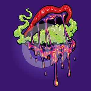 Woman Sexy Lips Smoke Psychedelic