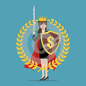 Woman with shield sword and golden wreath