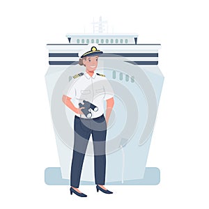 Woman ship captain flat color vector detailed character