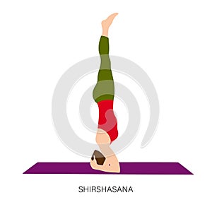 Woman in Shirshasana or Headstand yoga pose.