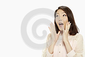 Woman with a shocked facial expression