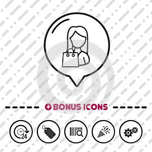 Woman with Shopping bag icon thin line Bonus Icons. Eps10 Vector