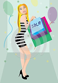 Woman shopping in Black Fridays sale vector collection design pictures Black Friday eps special clipart icon photo