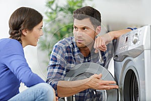 woman shopping at home appliance supermarket