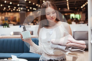 Woman shopping at home goods store