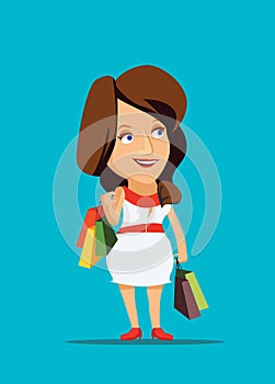 Woman shopping new clothing with class in New York illustration