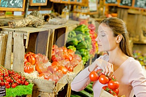 Woman shopping in organic store