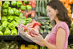 Woman shopping in produce section