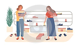 Woman shopping in a shoe boutique