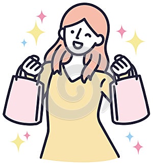 Woman shopping Simple illustration