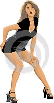 woman in a short black dress