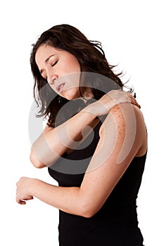 Woman with shoulder neck pain