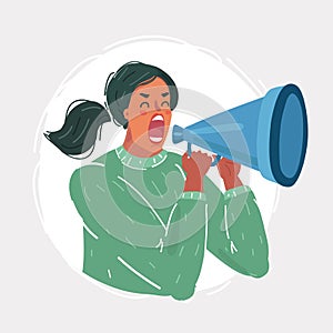 Woman shout out with megaphone