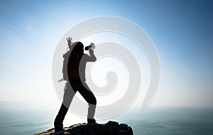 Woman shouting with loudspeaker