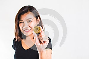 Woman Show Bitcoin