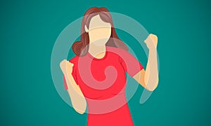 Woman show hand success finish goal on target vector illustration eps10